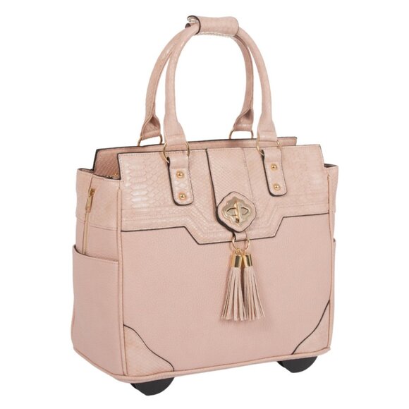 PRAGUE PINK ROLLING LAPTOP TOTE BRIEFCASE BAG